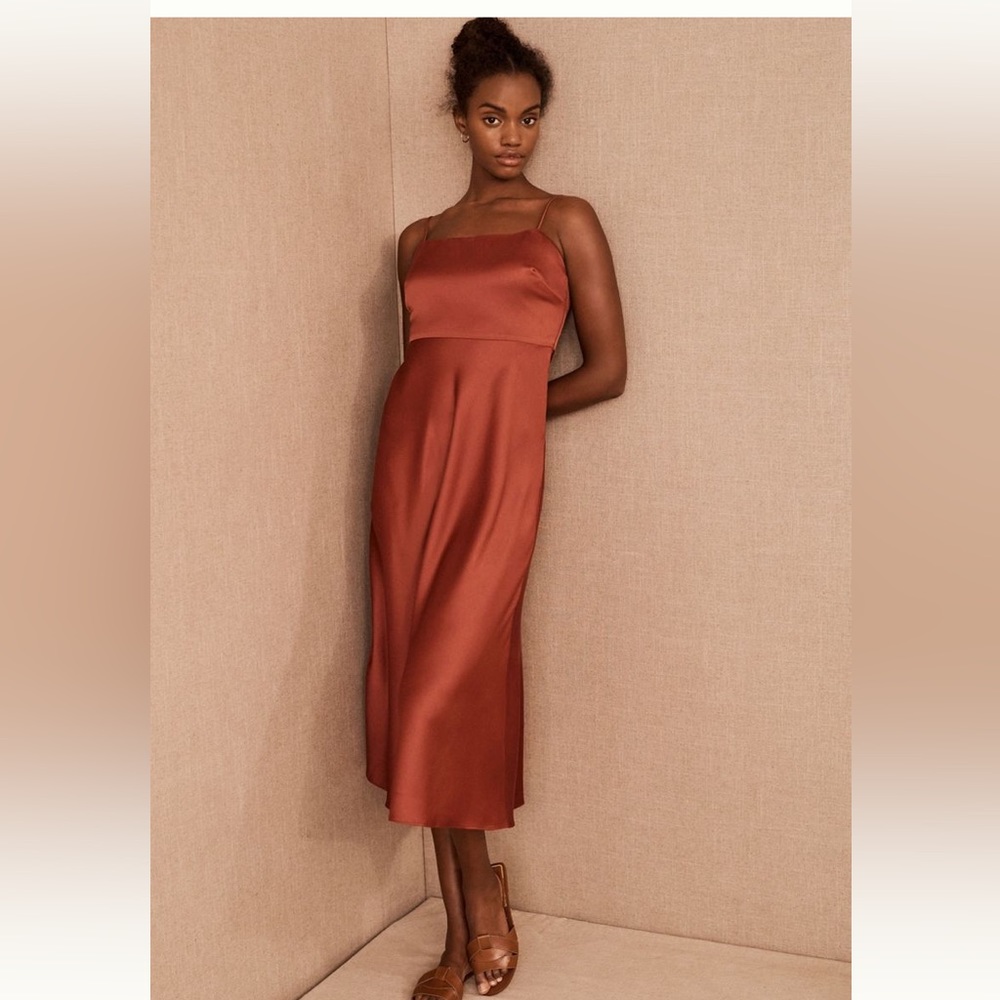 BHLDN Rust Satin Bridesmaid Dress